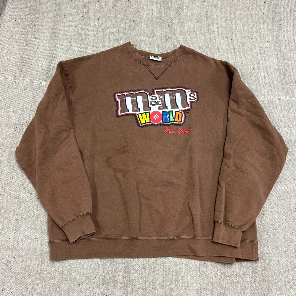 Vintage M&M World Sweatshirt Mens XL Brown 1990s New York